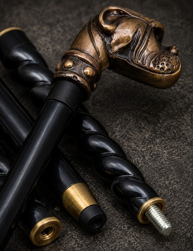 Premium black cane walking - black,